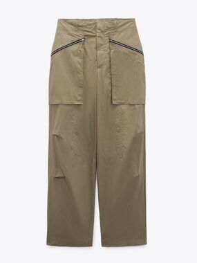 Zara Khaki Zippered Cargo Pants